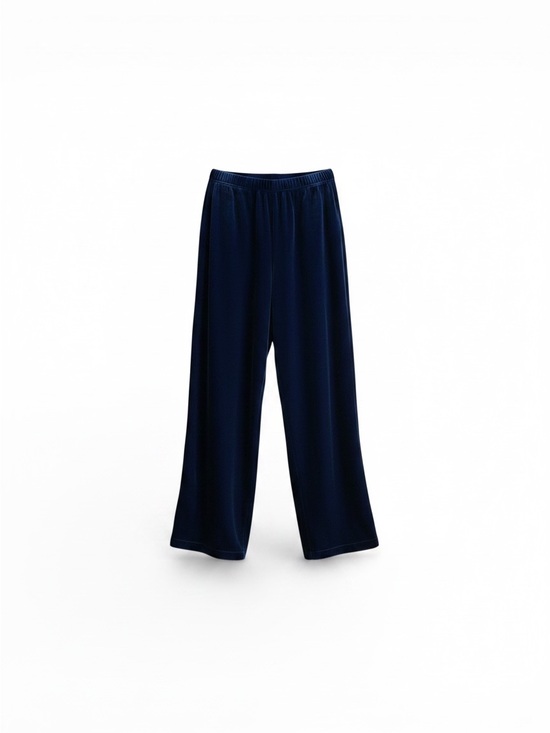 Susan Graver Pants - Susan Graver Velvet Straight Leg Pants - Navy